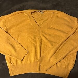 Zara Mustard V-Neck Sweater